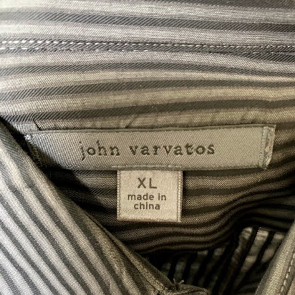 John Varvatos Gray Striped Button Down Shirt XL - Picture 2 of 4